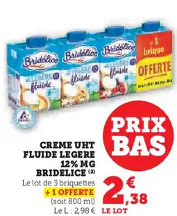 Super U Creme uht fluide legere 12% mg bridelice offre