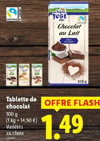 Lidl Tablette de chocolat offre