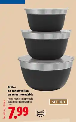 Lidl Boîtes de conservation en acier inoxydable offre