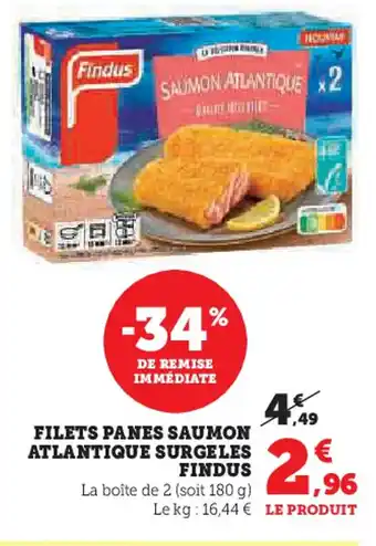 Super U FINDUS Filets panes saumon atlantique surgeles offre