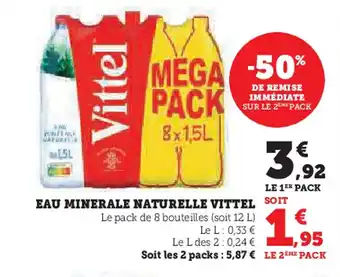 Super U VITTEL Eau minerale naturelle offre