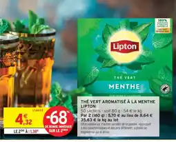 Intermarché LIPTON Thé vert aromatisé à la menthe offre