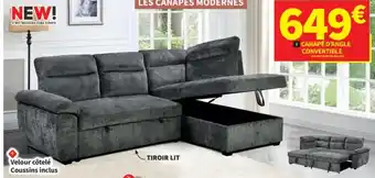 Conforama Canapé d'angle convertible + pouf offre