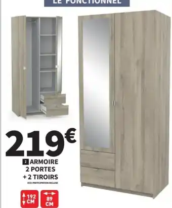 Conforama Armoire 2 portes + 2 tiroirs offre