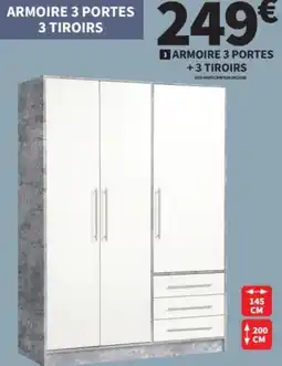 Conforama Armoire 3 portes + 3 tiroirs offre