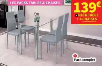 Conforama Pack table +4 chaises offre