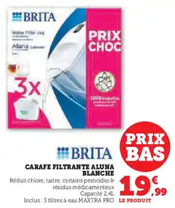 Hyper U Brita carafe filtrante aluna blanche offre