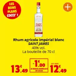 Coccimarket SAINT JAMES Rhum agricole impérial blanc offre