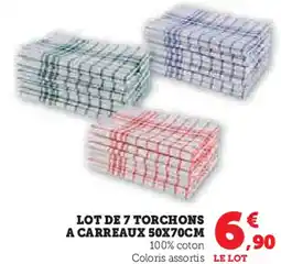 Hyper U Lot de 7 torchons a carreaux offre