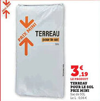 Hyper U Terreau pour le sol prix mini offre