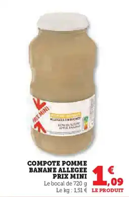 Hyper U Compote pomme banane allegee prix mini offre