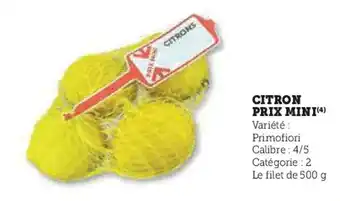 Hyper U Citron prix mini offre