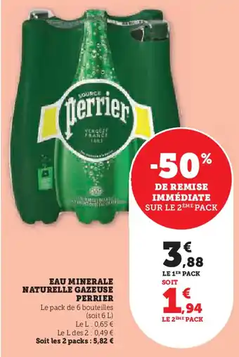 Hyper U Eau minerale naturelle gazeuse perrier offre