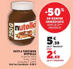 Hyper U Pate a tartiner nutella offre