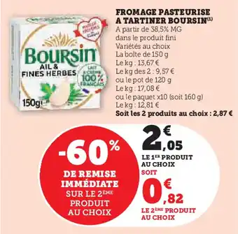 Hyper U Fromage pasteurise a tartiner boursin offre