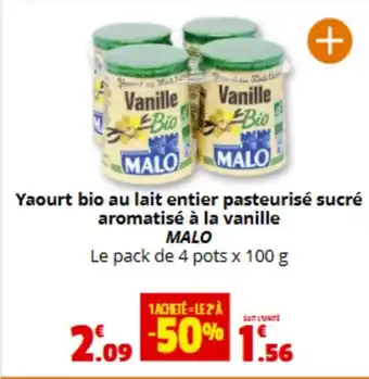 Coccinelle Express MALO Yaourt bio au lait entier pasteurisé sucré aromatisé à la vanille offre