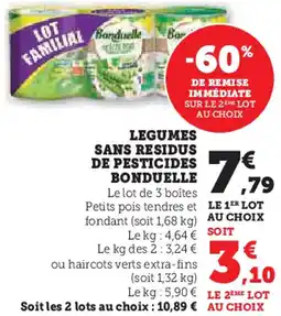 Hyper U Legumes sans residus de pesticides bonduelle offre