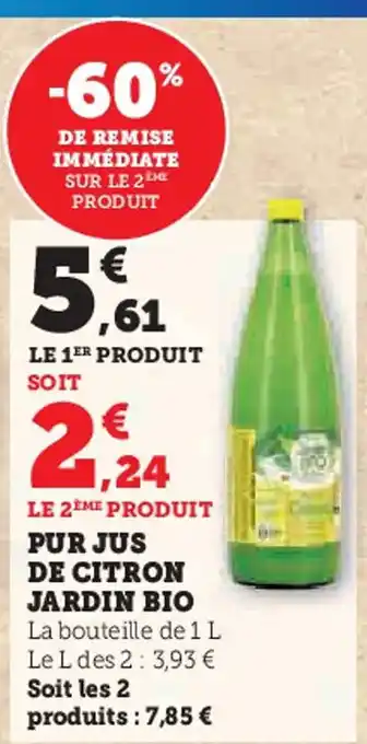 Hyper U Pur jus de citron jardin bio offre