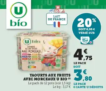 Hyper U Yaourts aux fruits avec morceaux u bio offre