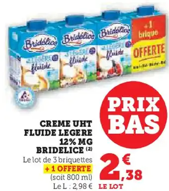 Hyper U Creme uht  fluide legere 12% mg bridelice offre