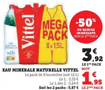 Hyper U Eau minerale naturelle vittel offre