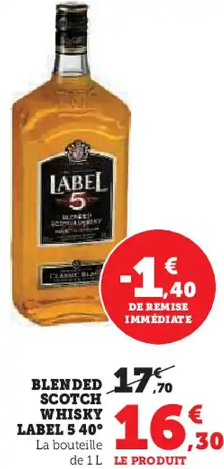 Hyper U Blended scotch whisky label 5 40° offre