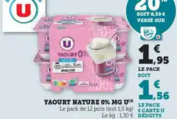 Hyper U Yaourt nature 0% mg u offre