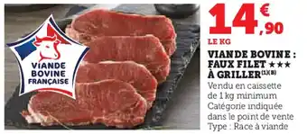 Hyper U Viande bovine : faux filet à griller offre