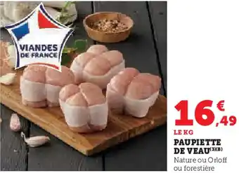 Hyper U Paupiette de veau offre