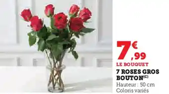 Hyper U 7 roses gros bouton offre