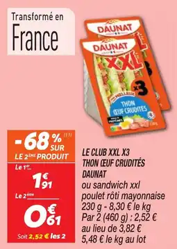 Netto Le club XXL x3 thon ceuf crudités daunat offre