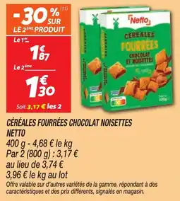 Netto Céréales fourrées chocolat noisettes netto offre