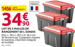 Mr Bricolage SUNDIS Lot de 3 malles de rangement 60 L offre