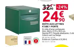 Mr Bricolage Boîte aux lettres k’ube 1 porte offre