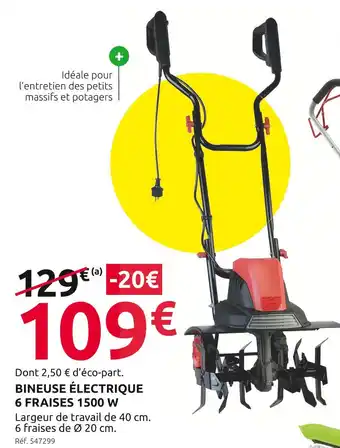 Mr Bricolage Bineuse électrique 6 fraises 1500 W offre