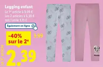 Lidl Disney Legging enfant offre