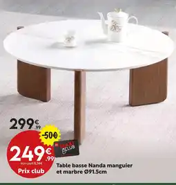 Maxi Bazar Table basse nanda manguier et marbre ø91.5cm offre