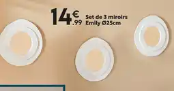 Maxi Bazar Set de 3 miroirs Emily Ø25cm offre