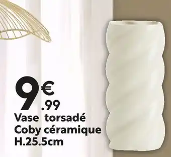 Maxi Bazar Vase torsadé Coby céramique H.25.5cm offre