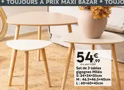 Maxi Bazar Set de 3 tables gigognes Miléo offre