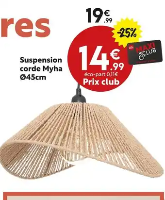 Maxi Bazar Suspension corde Myha Ø45cm offre