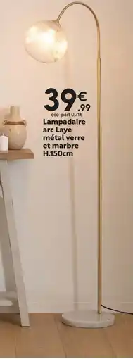 Maxi Bazar Lampadaire arc Laye métal verre et marbre H.150cm offre