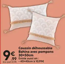 Maxi Bazar Coussin déhoussable Bahina avec pompons 30x50cm offre