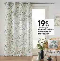 Maxi Bazar Rideau à œillets Palmiflore lin 140×260cm offre