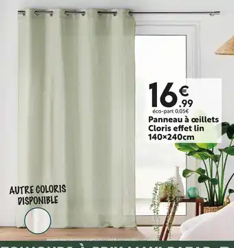 Maxi Bazar Panneau à œillets Cloris effet lin 140×240cm offre