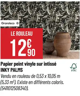 Bricorama Papier peint vinyle sur intissé INKY PALMS offre