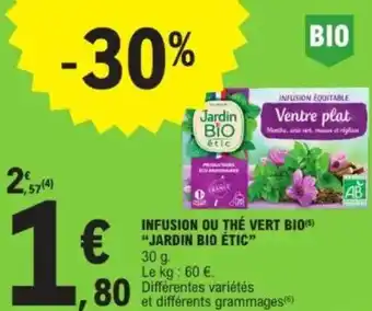 E.Leclerc Infusion ou thé vert bio jardin bio étic offre