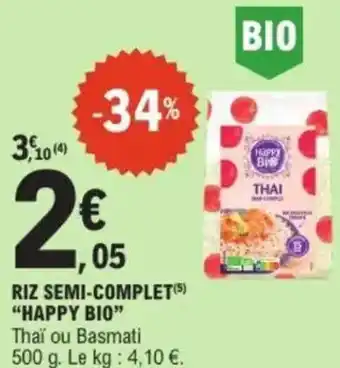 E.Leclerc Riz semi-complet happy bio offre