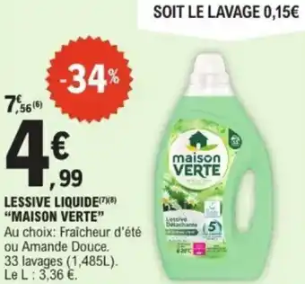 E.Leclerc Lessive liquide maison verte offre