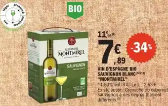 E.Leclerc Vin d'espagne bio sauvignon blanc montmirel offre